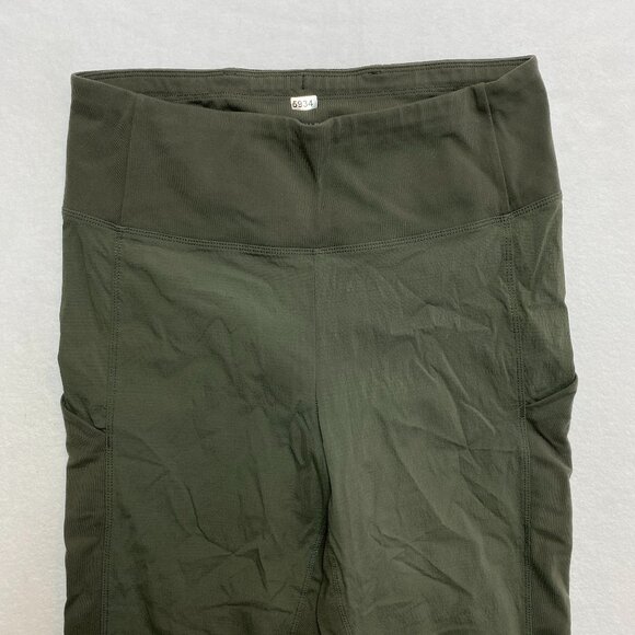 Athleta Ankle Leggings Women's 8T Army Green Mesh Pull On Pants - Picture 1 of 8